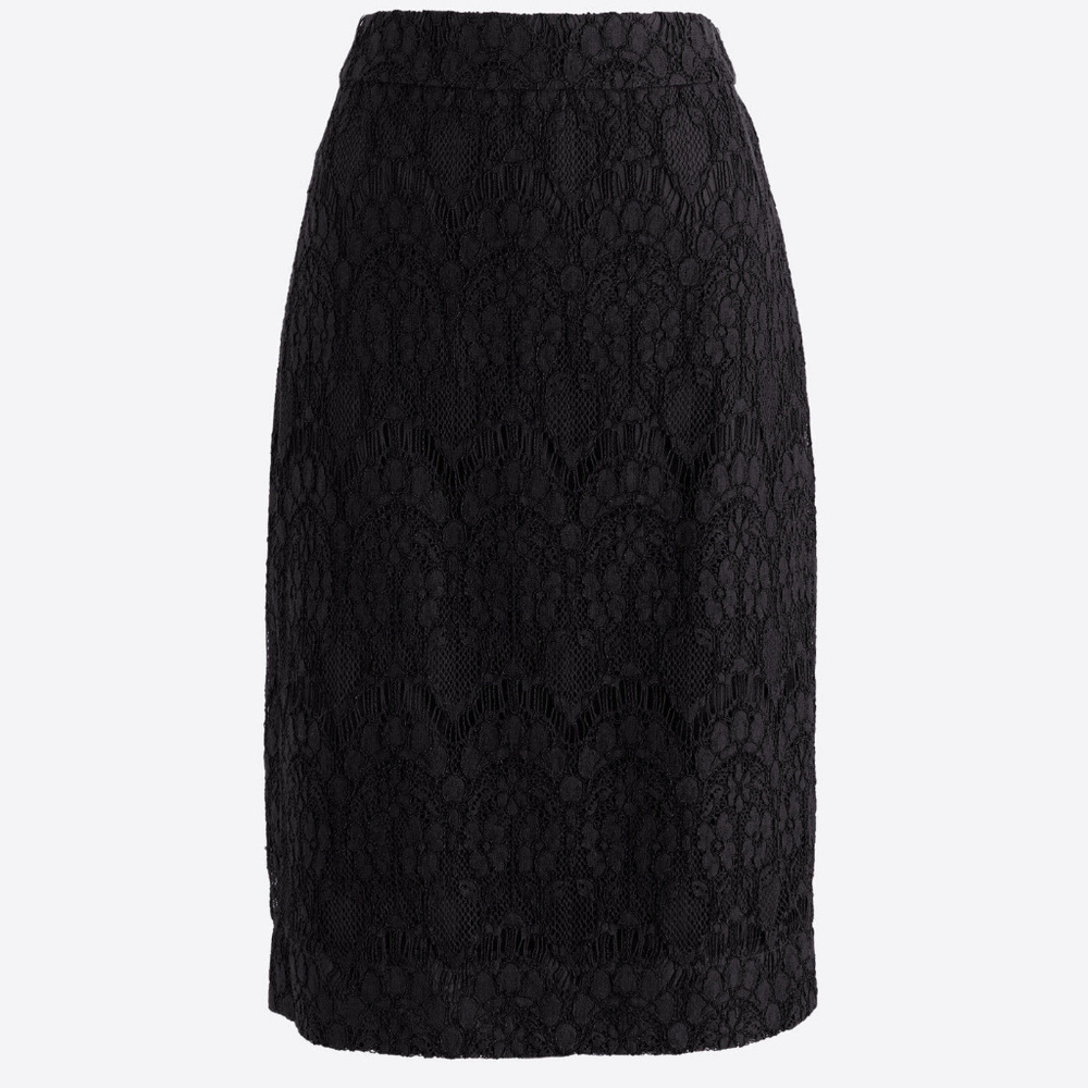 J CREW Lace Pencil Skirt 12P NWT $95 BLACK